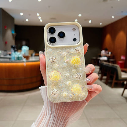Glitter Powder Rose Flower Phone Case