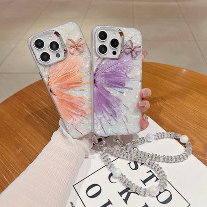Gradient Butterfly Pattern Phone Case with Bracelet