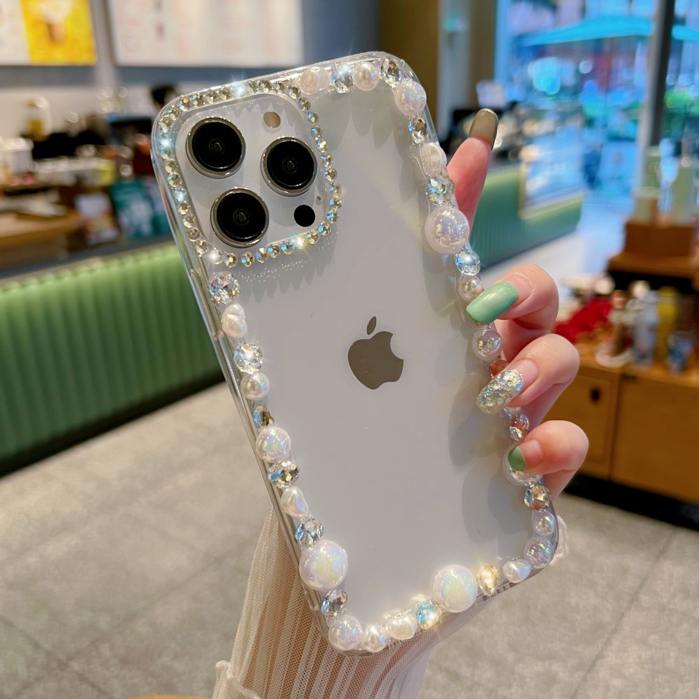Handmade Pearl Border Transparent Case