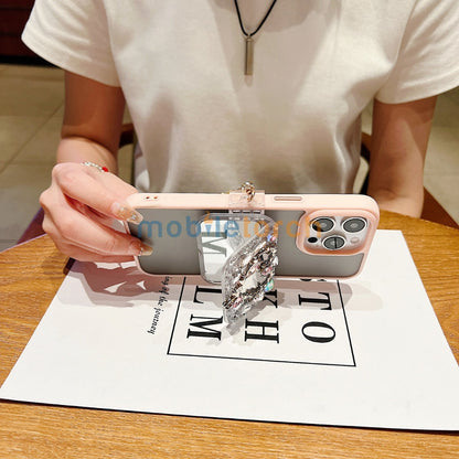 Heart Shape Mirror Pattern Universal Stand with Crystal Bracelet