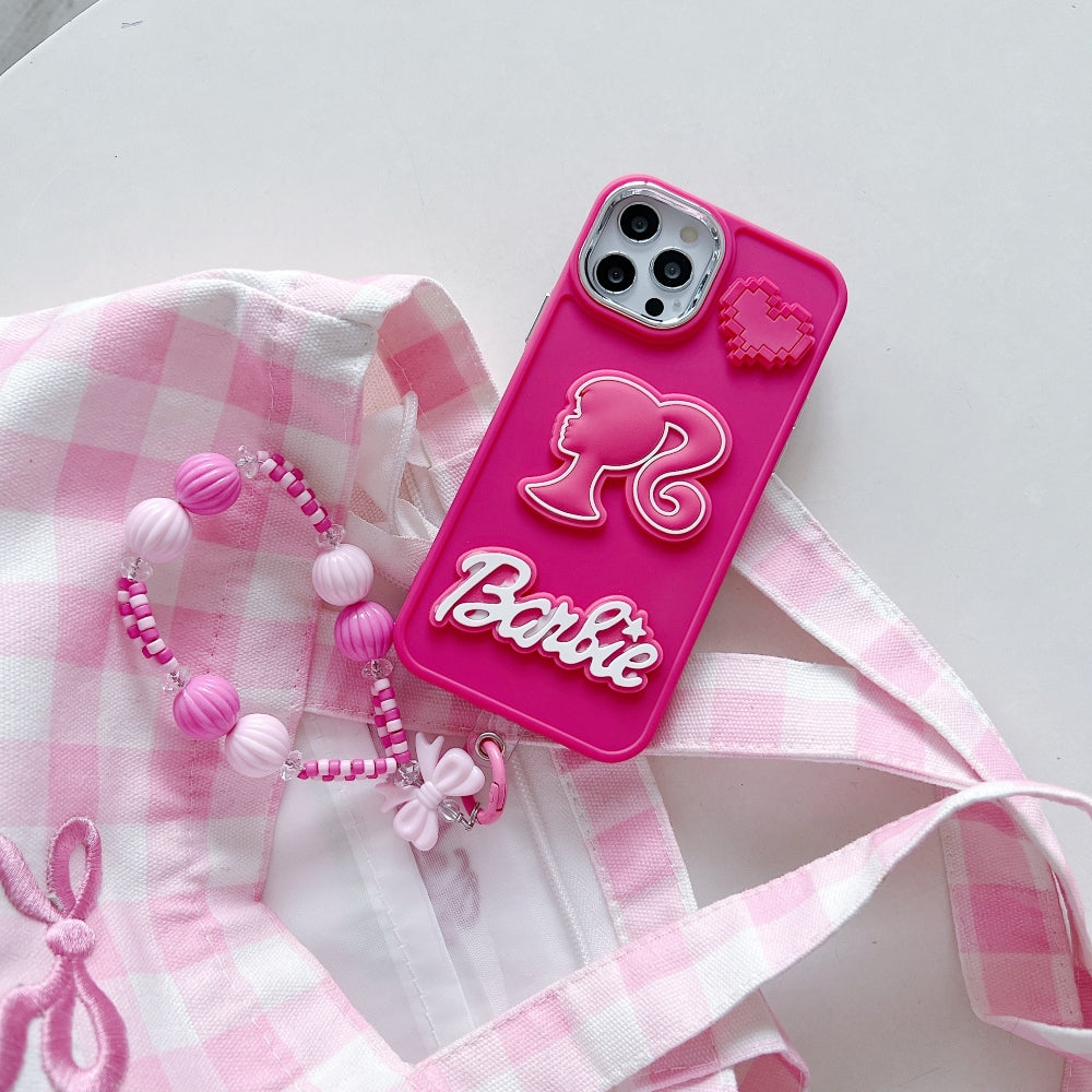 Heart and Doll Charm Silicone Phone Case with Bracelet