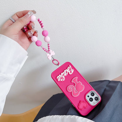 Heart and Doll Charm Silicone Phone Case with Bracelet