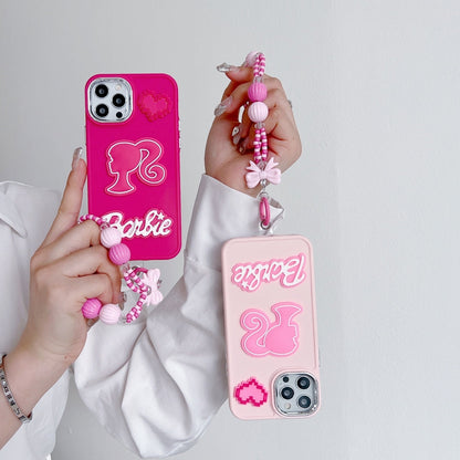 Heart and Doll Charm Silicone Phone Case with Bracelet