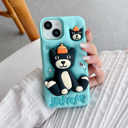 Jelly Cat Stand Silicone Phone Case