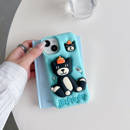 Jelly Cat Stand Silicone Phone Case
