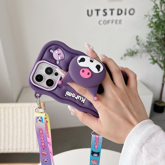 Kuromi Retractable Stand Phone Case with Shoulder Strap
