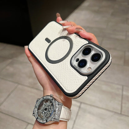 Luxury Crocodile Pattern Leather Magsafe Phone Case