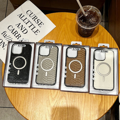 Luxury Crocodile Pattern Leather Magsafe Phone Case
