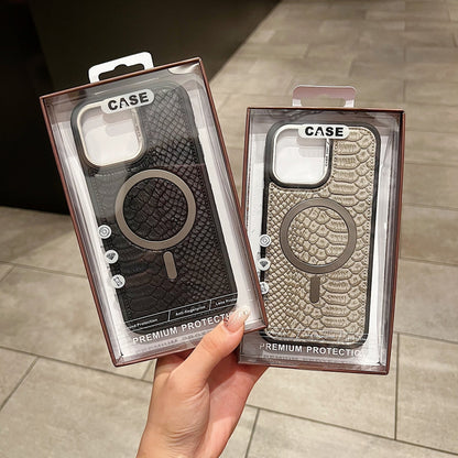 Luxury Crocodile Pattern Leather Magsafe Phone Case