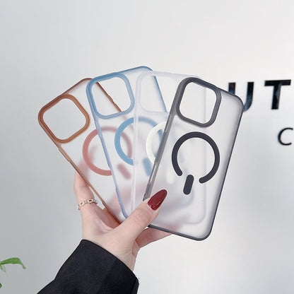 Luxury Magnetic Charging Matte Color Transparent Phone Case