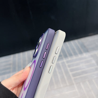 Metal Lens Frame Magnetic Wireless Phone Case