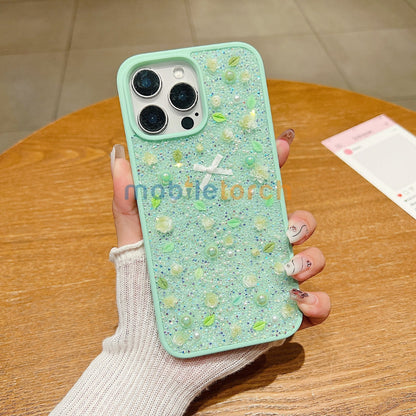Miniature Rose Glitter Flower Phone Case