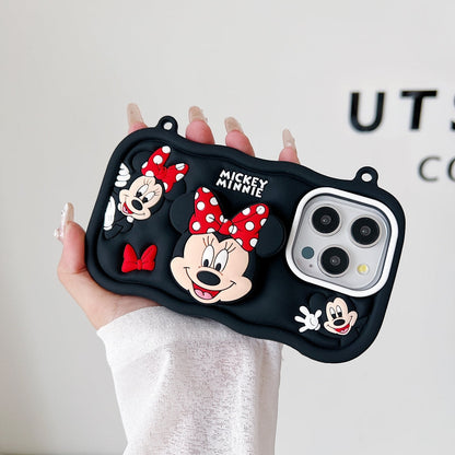 Minnie Cartoon Kickstand Phone Case with Shoulder Strap