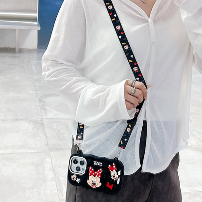 Minnie Cartoon Kickstand Phone Case with Shoulder Strap