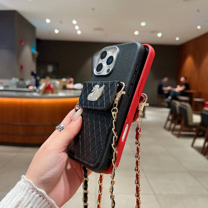 Leather Wallet with Lanyard Sling Phone Case