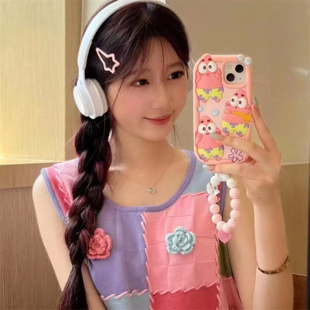 Patrick Star Cartoon Silicone Phone Case with Bracelet