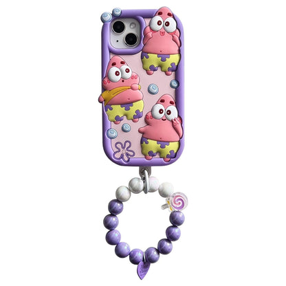Patrick Star Cartoon Silicone Phone Case with Bracelet