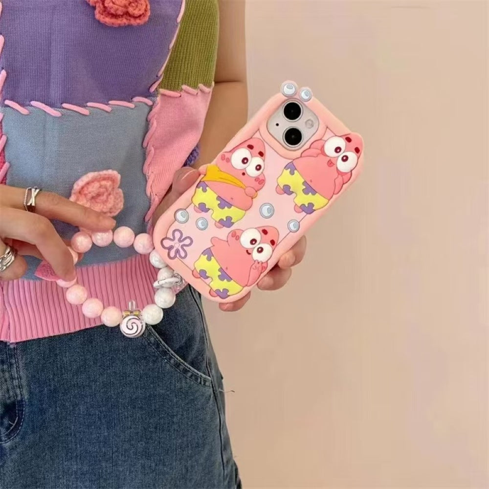 Patrick Star Cartoon Silicone Phone Case with Bracelet