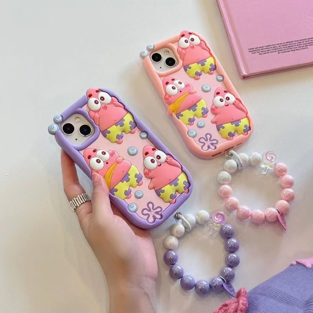 Patrick Star Cartoon Silicone Phone Case with Bracelet