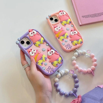 Patrick Star Cartoon Silicone Phone Case with Bracelet