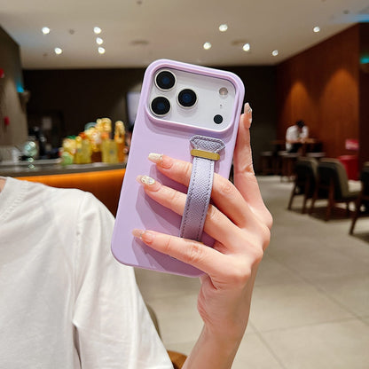 Pure Color Liquid Silicone Phone Case with Wrist Strap