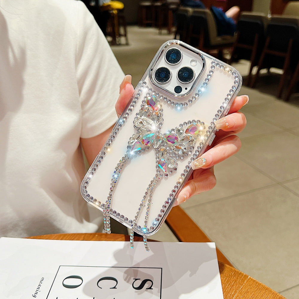Rhinestone Butterfly Stone Transparent Phone Case