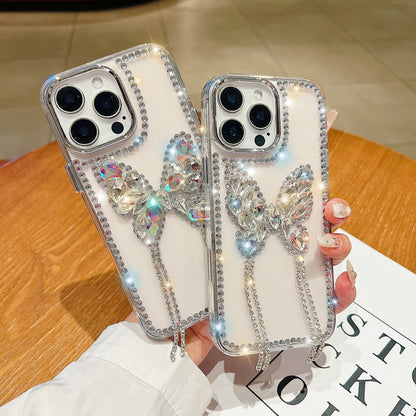 Rhinestone Butterfly Stone Transparent Phone Case
