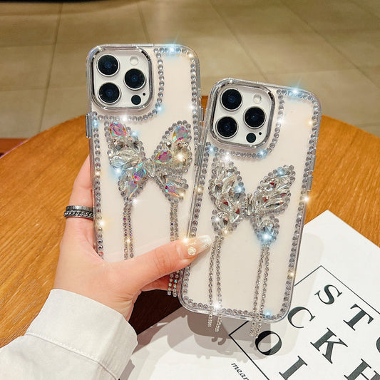 Rhinestone Butterfly Stone Transparent Phone Case