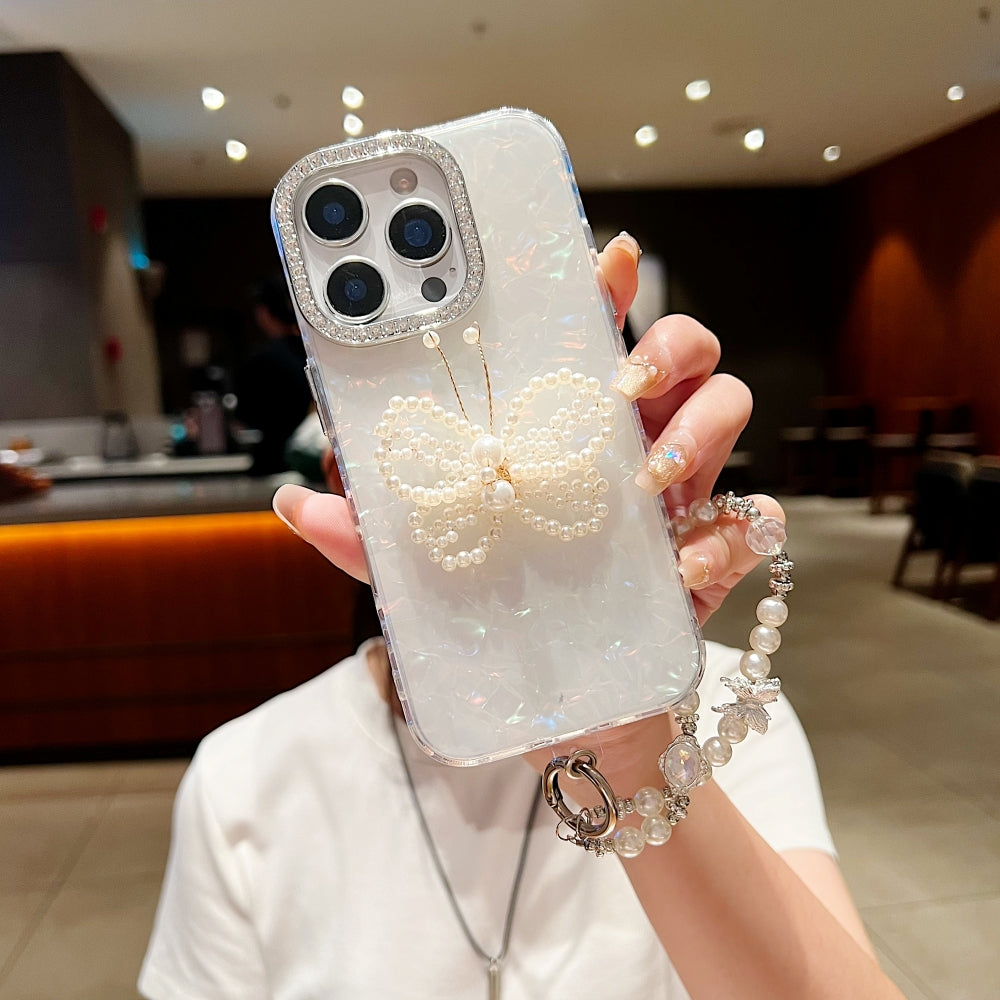 Shining Colorful Clear Pearl Butterfly Phone Case