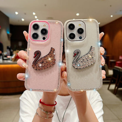 Glittery Diamond Swan Phone Case