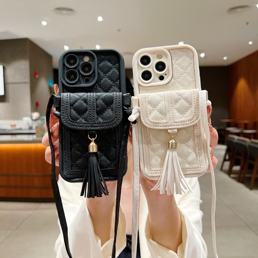 PU Leather Phone Case with Card Wallet and Strap